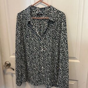 NYDJ Teal and Black Patterned Blouse New, Worn only once